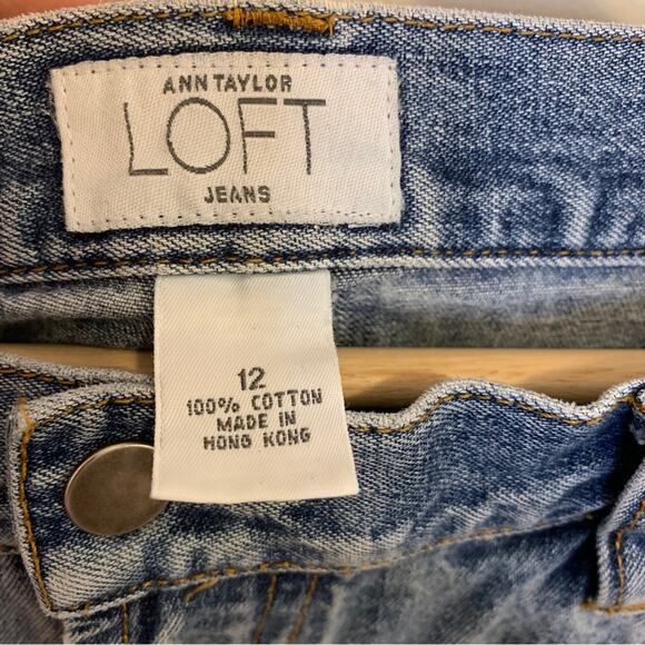 LOFT Jeans Light Acid Wash High Rise Straight Leg Jeans 12 - Picture 8 of 9